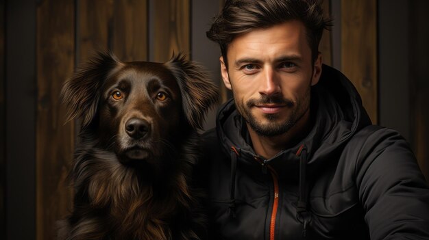 man with dog portrait