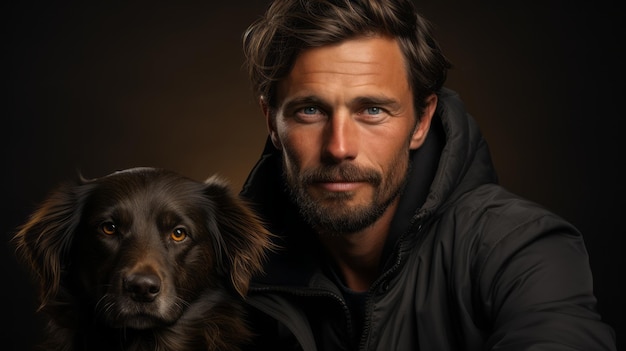 man with dog portrait