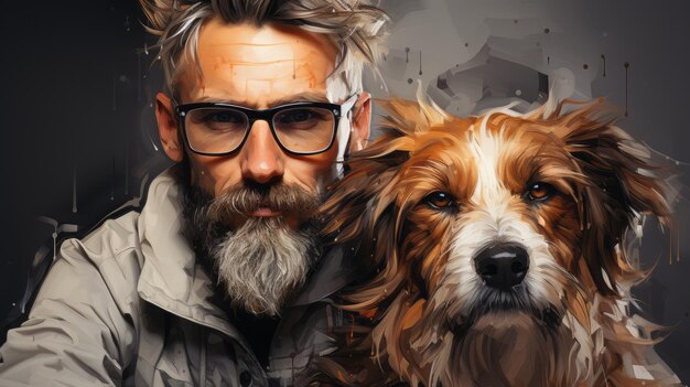 man with dog portrait