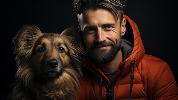 man with dog portrait