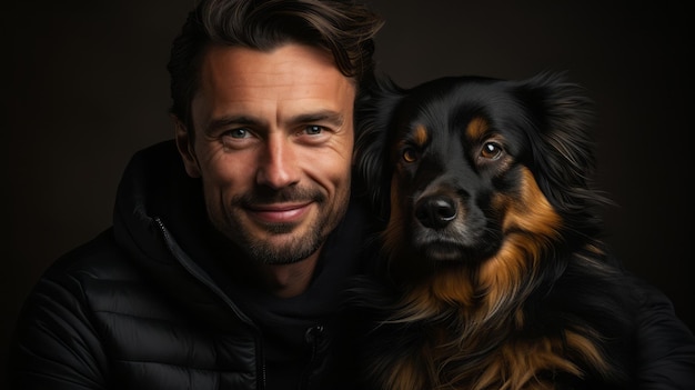 man with dog portrait