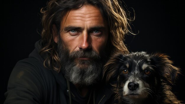 man with dog portrait