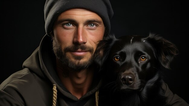 man with dog portrait