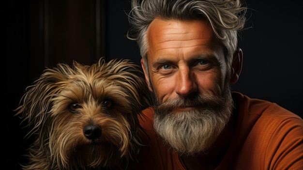 man with dog portrait