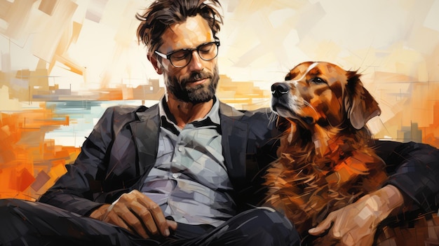 man with dog portrait