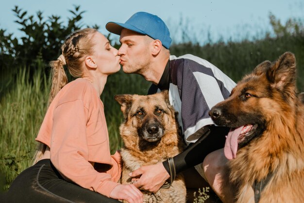 Photo man with dog