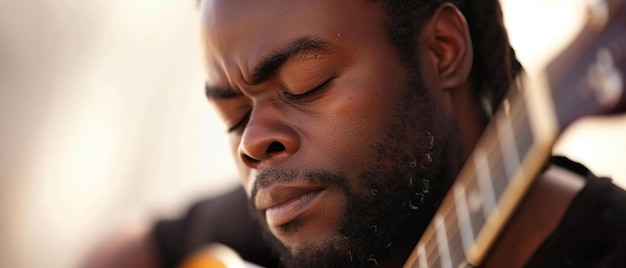 Foto un uomo con i dreadlocks che suona la chitarra