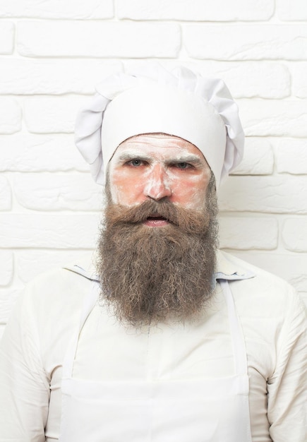 Man with flour on face