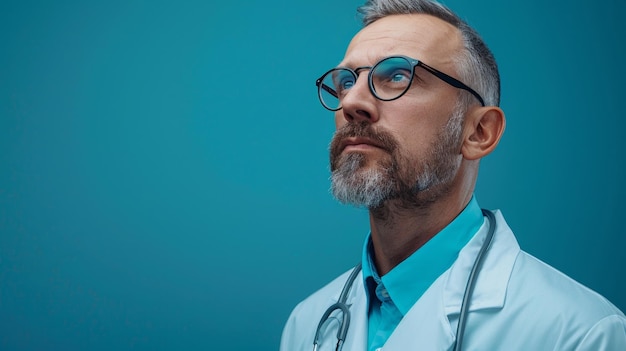 Man With Glasses and Beard in Blue Shirt