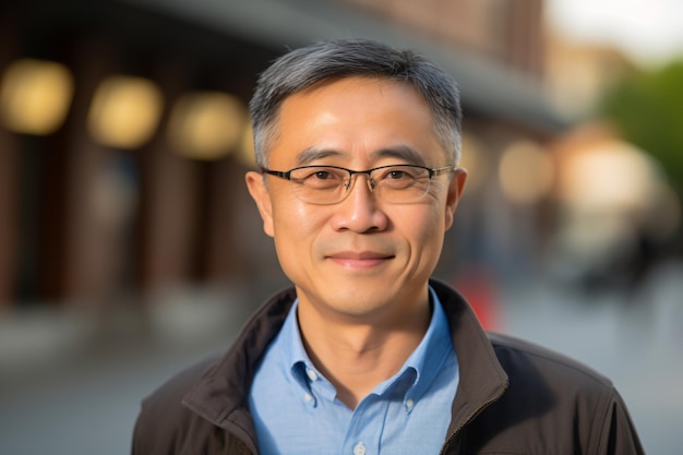 a man with glasses and a blue shirt