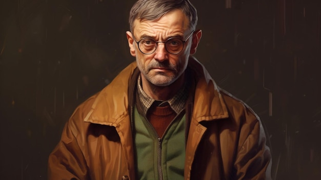 A man with glasses and a brown jacket