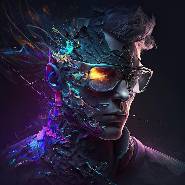 a man with glasses and futuristic design on his face