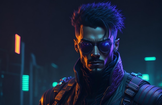 A man with glasses and a futuristic look on his face