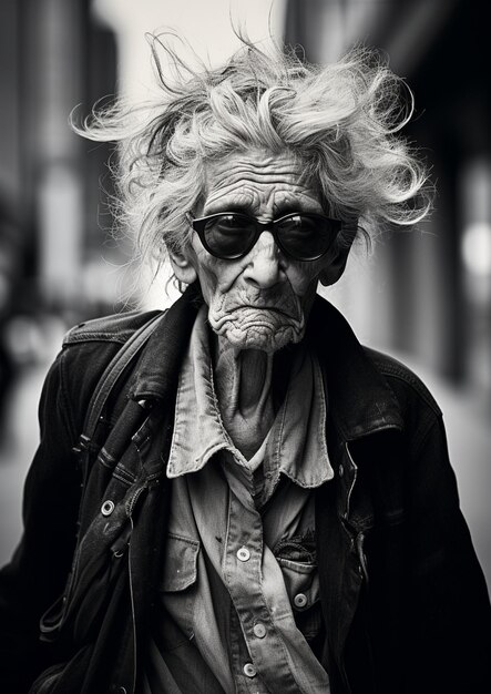 a man with glasses and a jacket that says " old " on it.