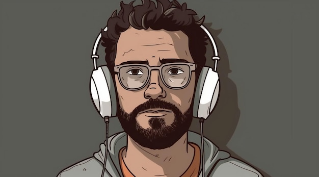A man with glasses and a pair of headphones on his head