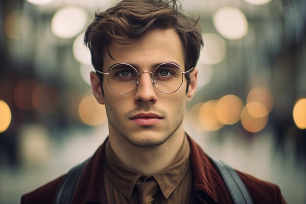 Man with glasses of reality augmented and smartphone