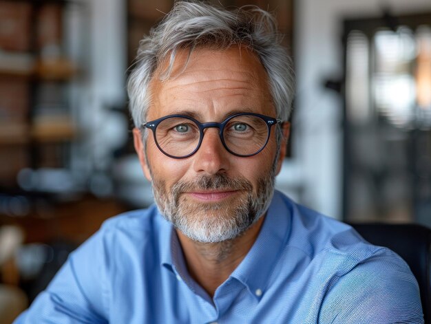 Man With Glasses Sitting in Chair