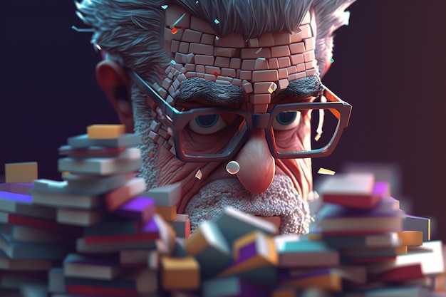 A man with glasses and a stack of books