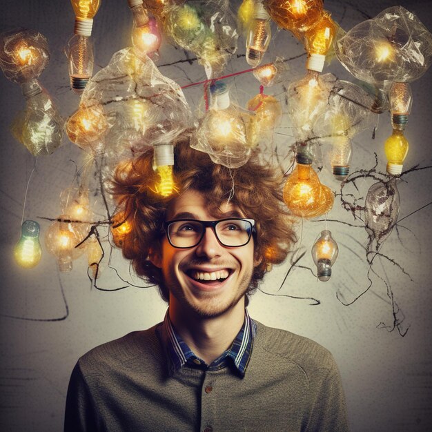 a man with glasses that says " the name of the word " on the bottom of his head.