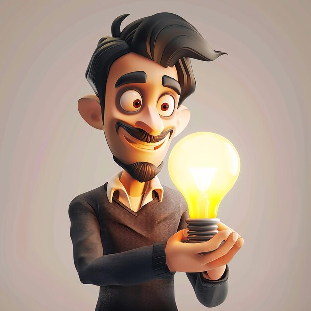 a man with a goatee and a light bulb