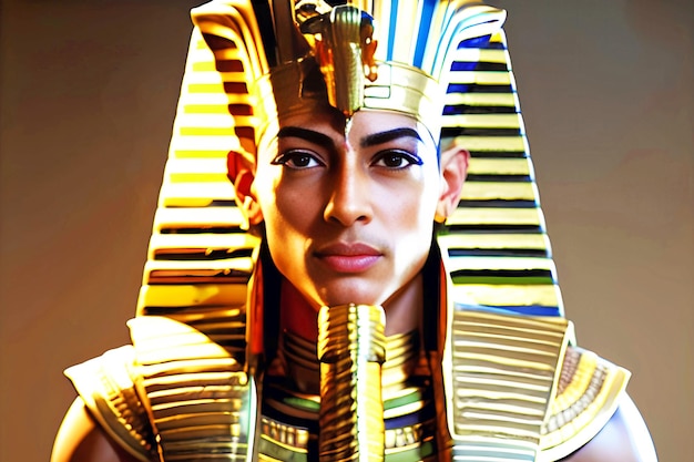 A man with a golden egyptian costume on his head