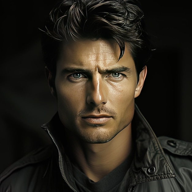 a man with a green eyes and a black jacket