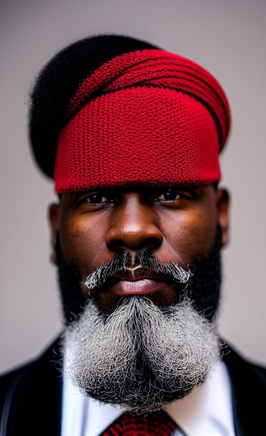 A man with a grey beard and a red hat