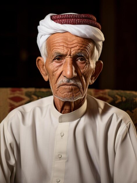 Photo a man with a hat on his head is wearing a red and white hat