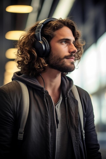 man with headphones