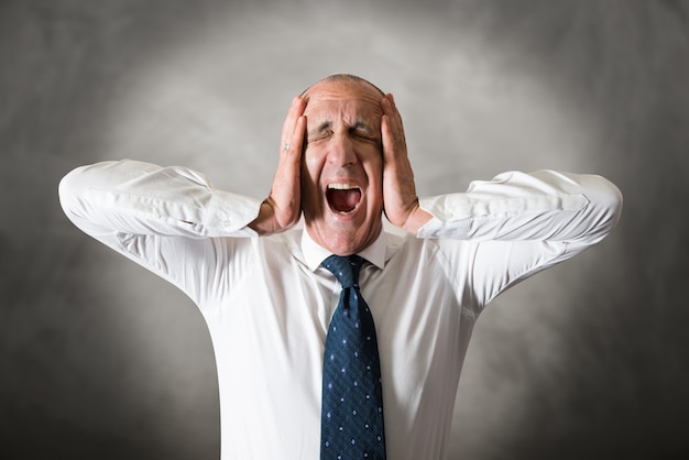 Man with his head in his hands