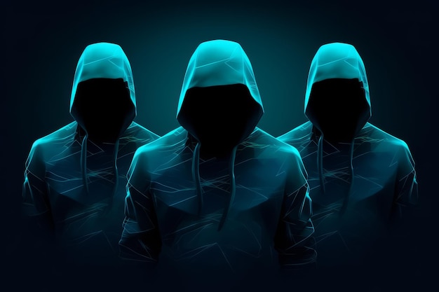 man with a hoodie standing on dark background hacker style