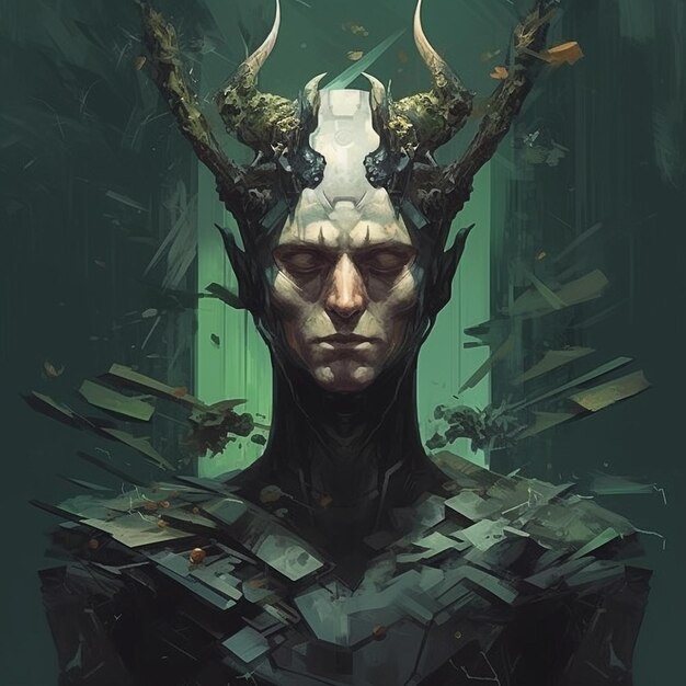 A man with horns and a mask on his head