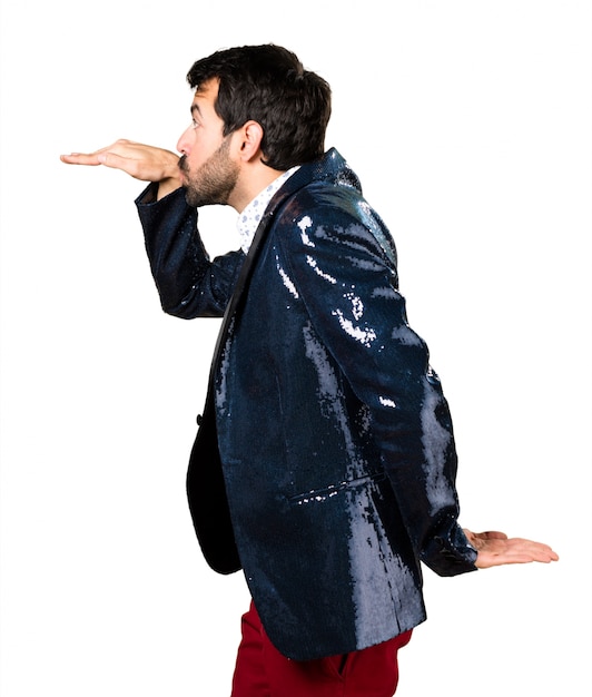 Man with jacket dancing