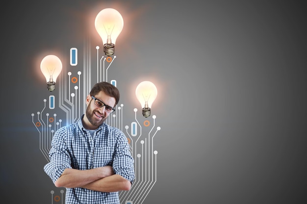 man with lamps