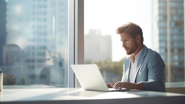 Photo man with laptop