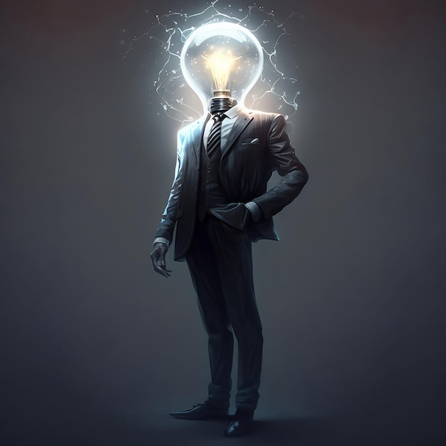 Man with light bulb head.