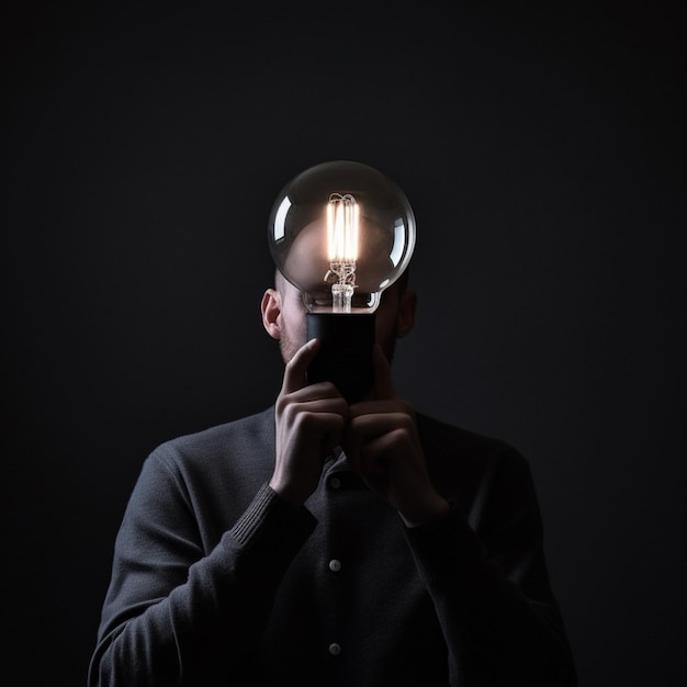 A man with a light bulb in his head