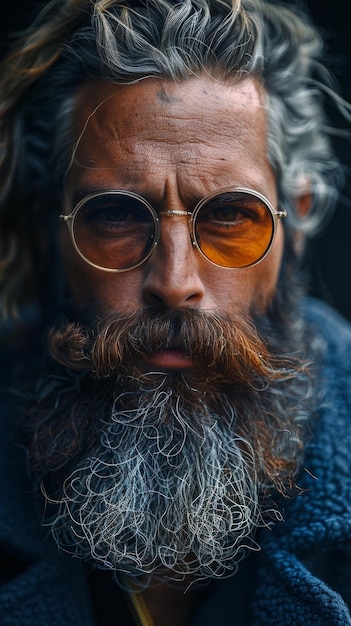 Man With Long Beard and Glasses