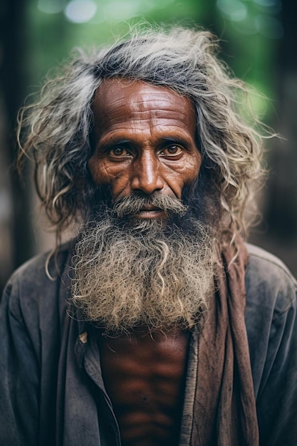 Photo a man with a long beard and grey hair