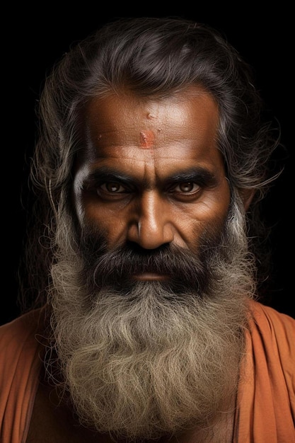 Photo a man with a long beard and a red shirt