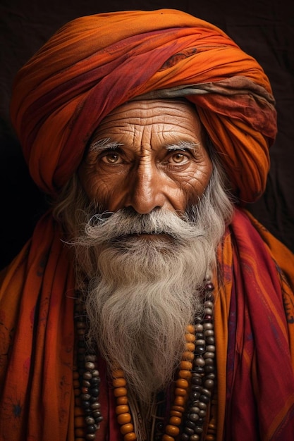 a man with a long beard and a turban