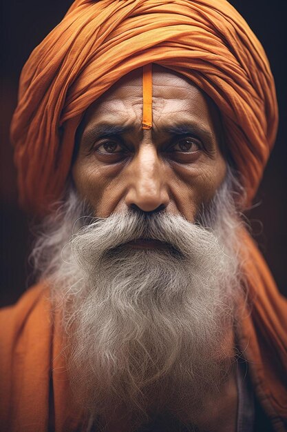 Photo a man with a long beard wearing a turban