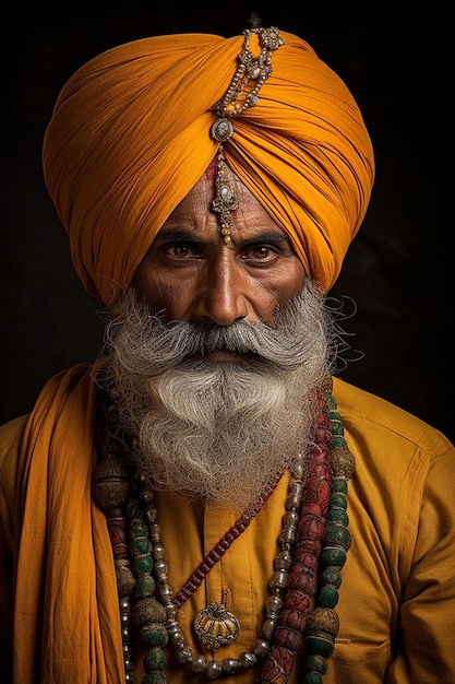 Photo a man with a long beard wearing a turban