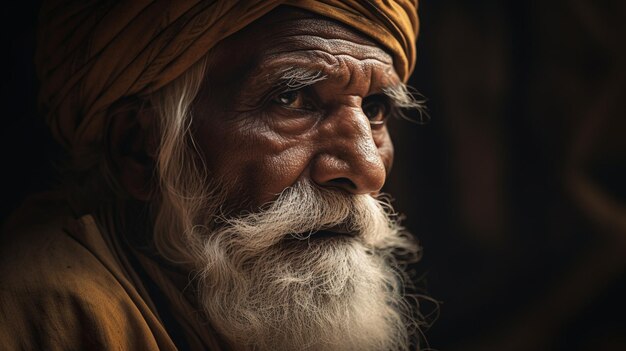 A man with a long beard and a yellow turban