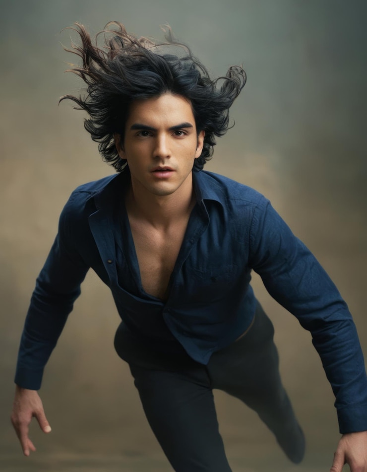 Photo a man with long hair and a shirt that says quot he  s wearing a shirt quot