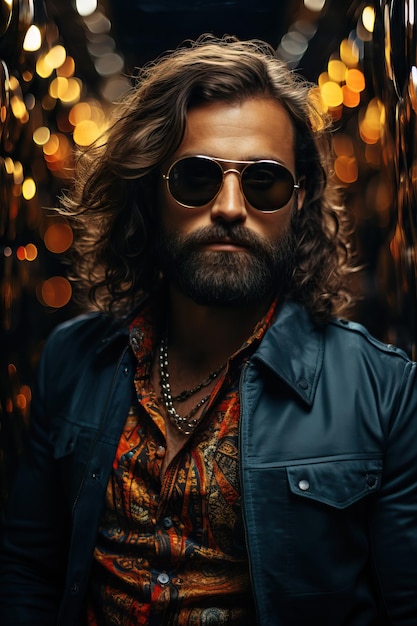 a man with long hair wearing sunglasses