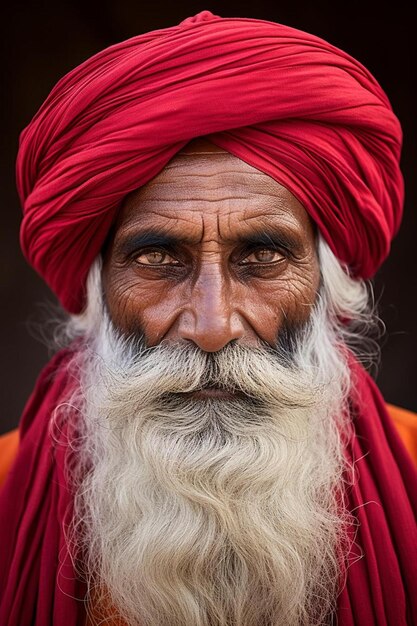 Photo a man with a long white beard and a red turban