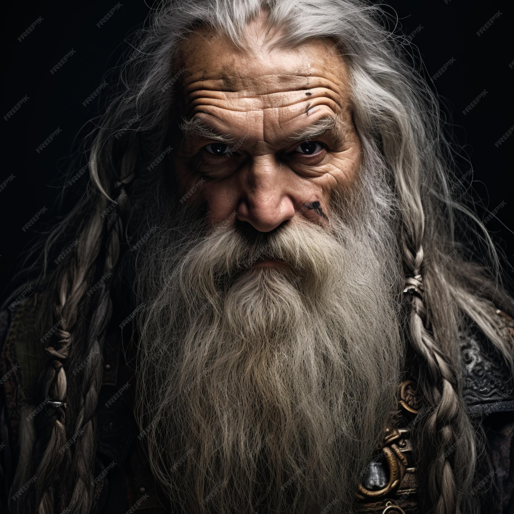 Premium Photo A man with long white hair and a beard