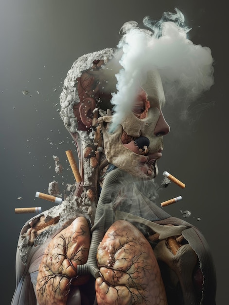 a man with a lot of smoke in his face and a cigarette in his mouth