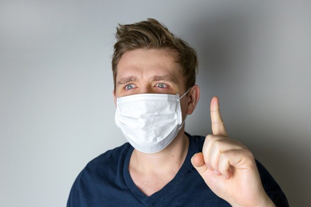 Man with mask to protect him from virus.